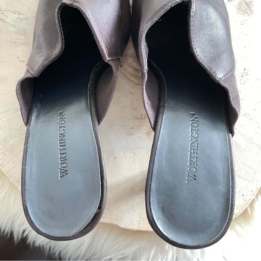 💥✨🌈 3/$25 WORTHINGTON | Leather Slide on Mules with Heel - Picture 5 of 7